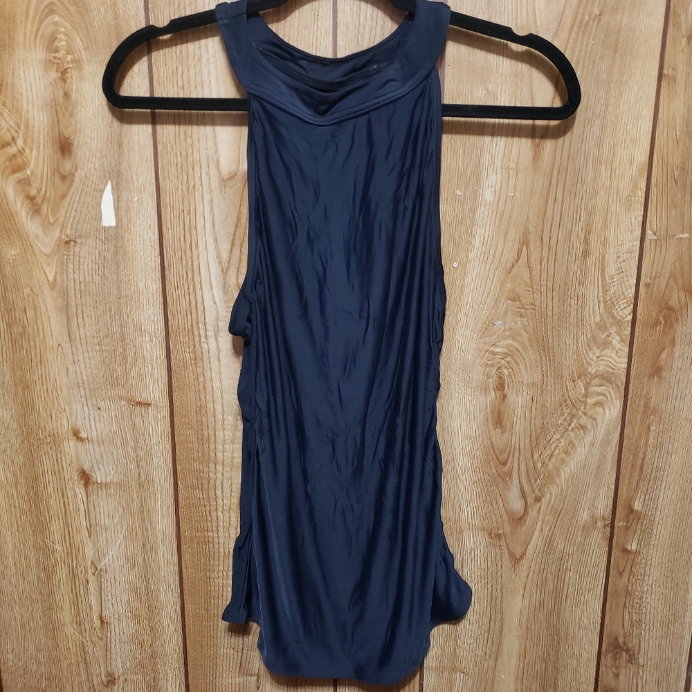 Prana  Black Tank Top Women's Size  Medium Racer Back, Ruched Sides